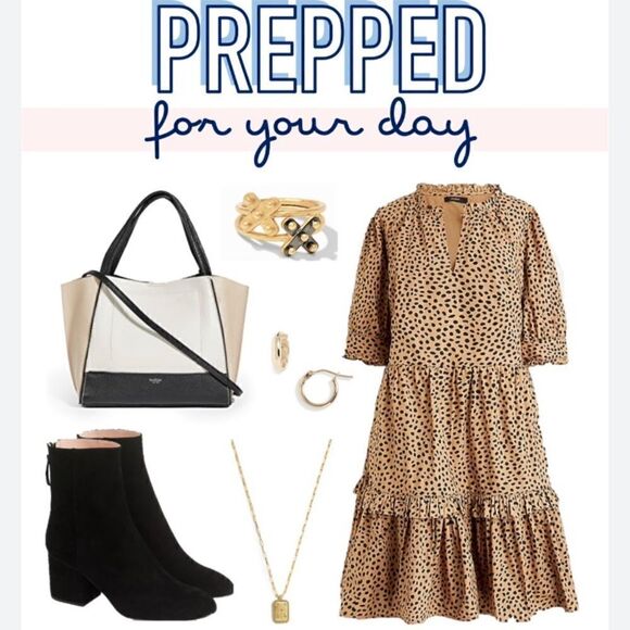 J. Crew Ruffleneck Tiered Popover Dress in Leopard XS - Picture 3 of 13